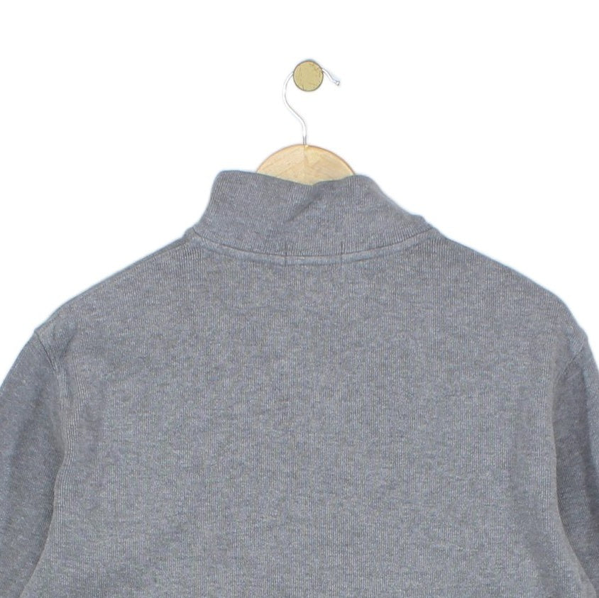 Mens 1/4 Zip Jumper Ribbed Knit Cotton