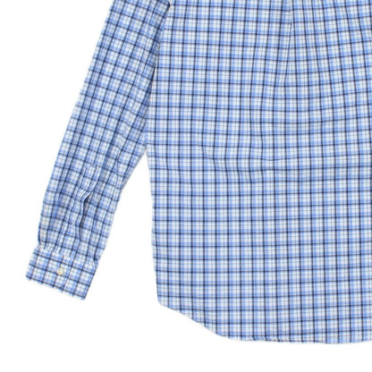 Mens Check Shirt Stretch Slim Fit Button Up