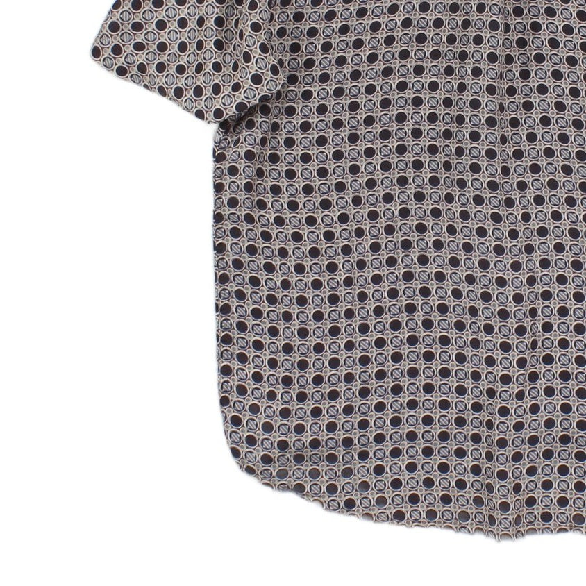 Mens Geometric Shirt Short Sleeve Silk