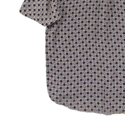 Mens Geometric Shirt Short Sleeve Silk