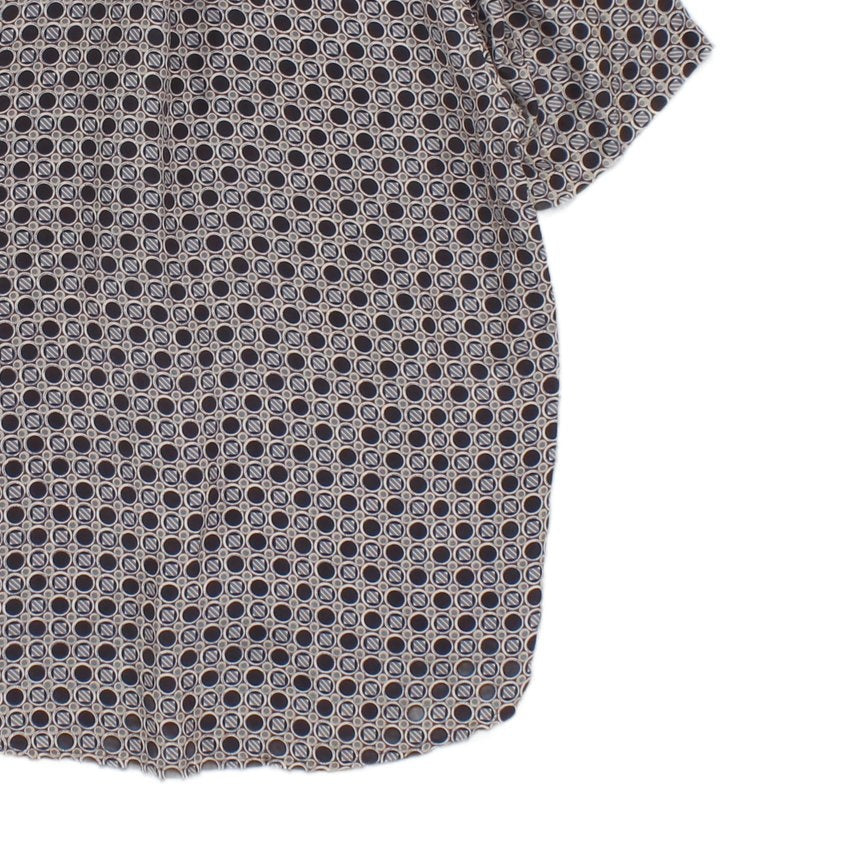 Mens Geometric Shirt Short Sleeve Silk