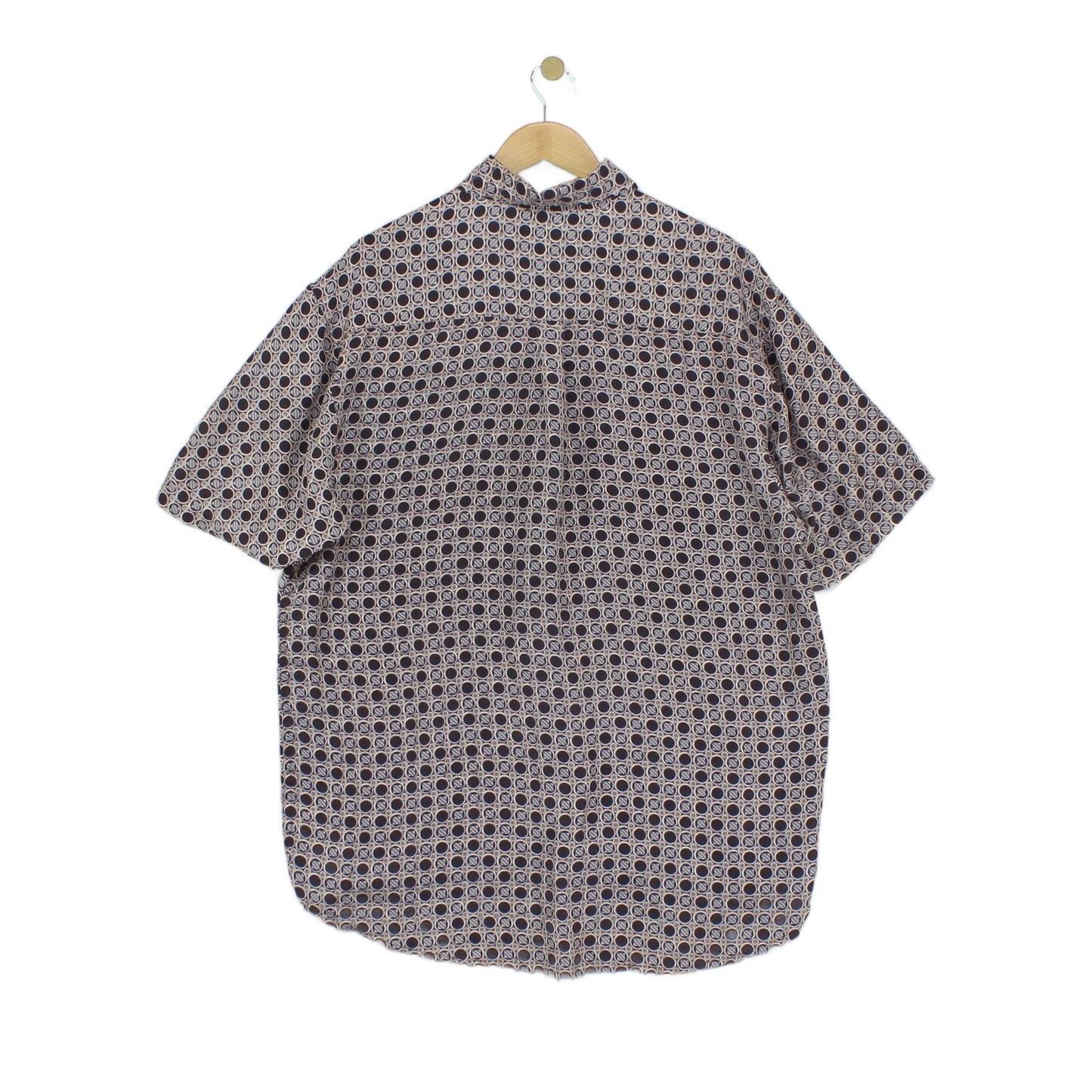 Mens Geometric Shirt Short Sleeve Silk