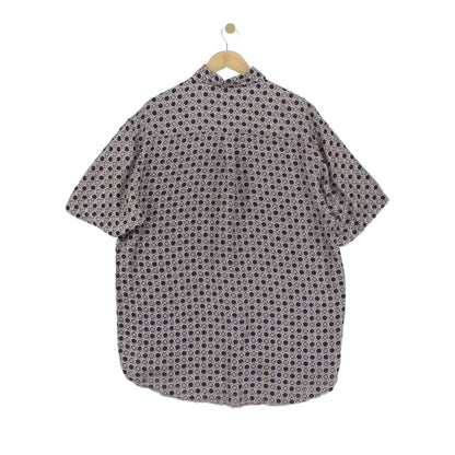 Mens Geometric Shirt Short Sleeve Silk