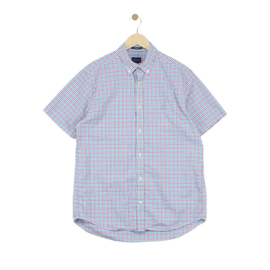 Mens Shirt Gingham Casual Short Sleeve Check