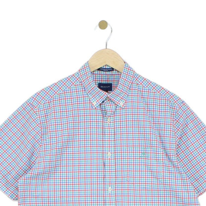 Mens Shirt Gingham Casual Short Sleeve Check