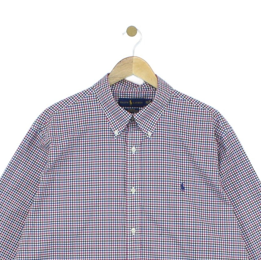 Mens Check Shirt Stretch Classic Button Up