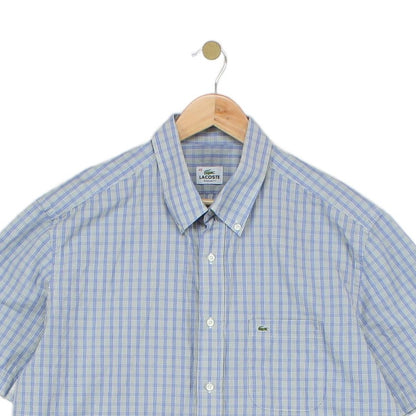Mens Check Shirt Short Sleeve Button Up