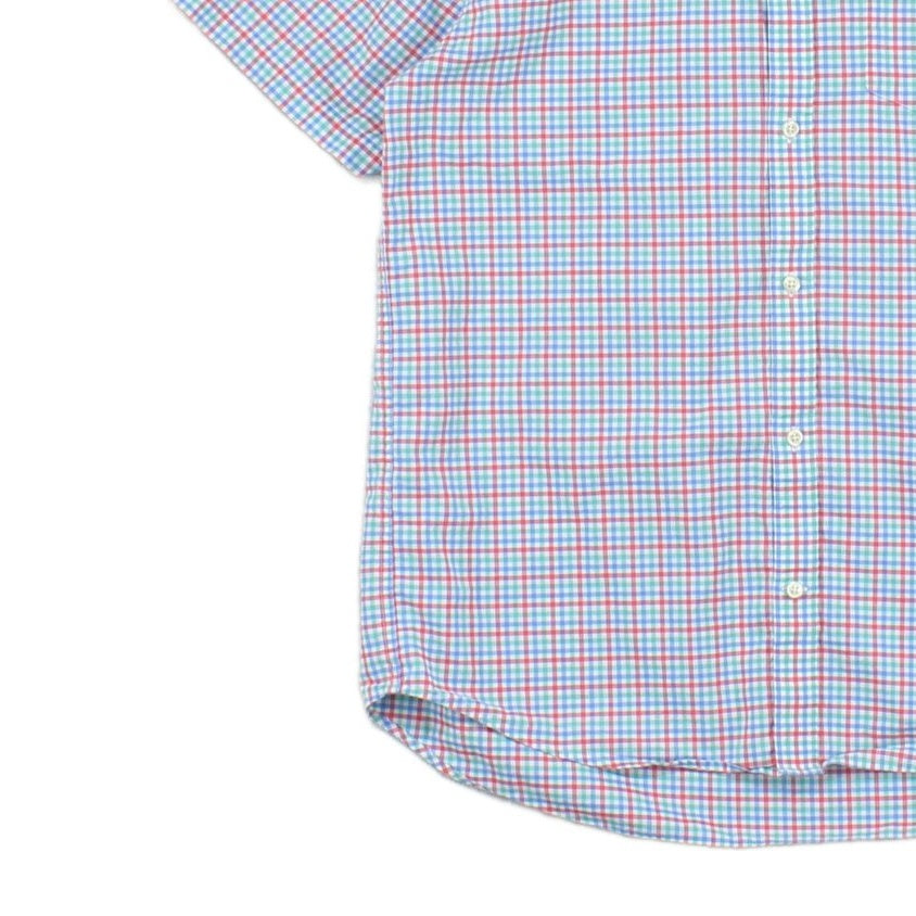 Mens Shirt Gingham Casual Short Sleeve Check