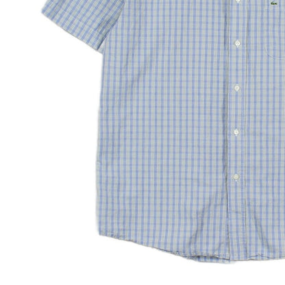 Mens Check Shirt Short Sleeve Button Up