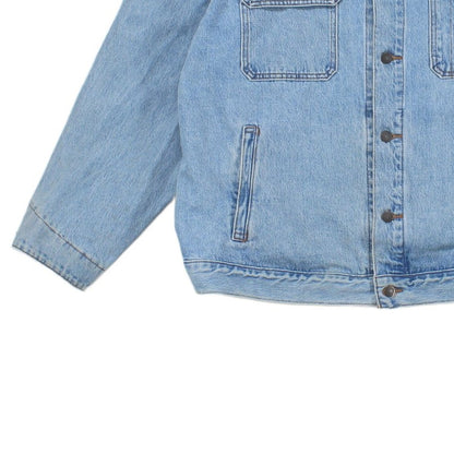 Mens Denim Jacket Corduroy Collar Button Cotton
