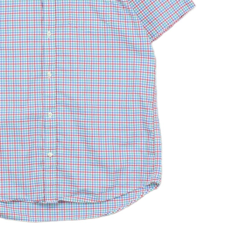 Mens Shirt Gingham Casual Short Sleeve Check