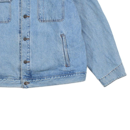 Mens Denim Jacket Corduroy Collar Button Cotton