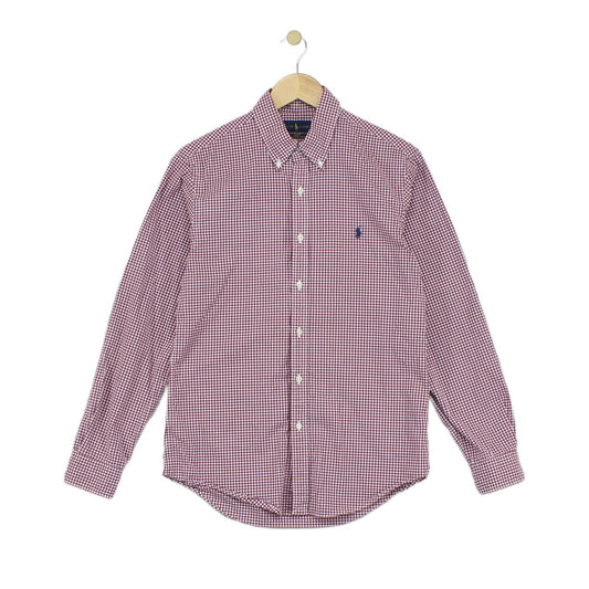 Mens Check Shirt Stretch Slim Fit Button Down