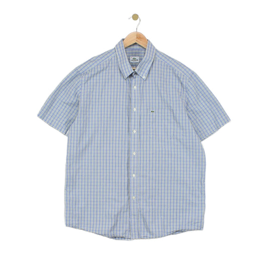 Mens Check Shirt Short Sleeve Button Up