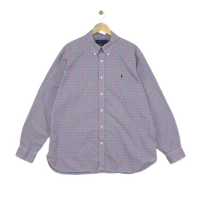 Mens Check Shirt Stretch Classic Button Up