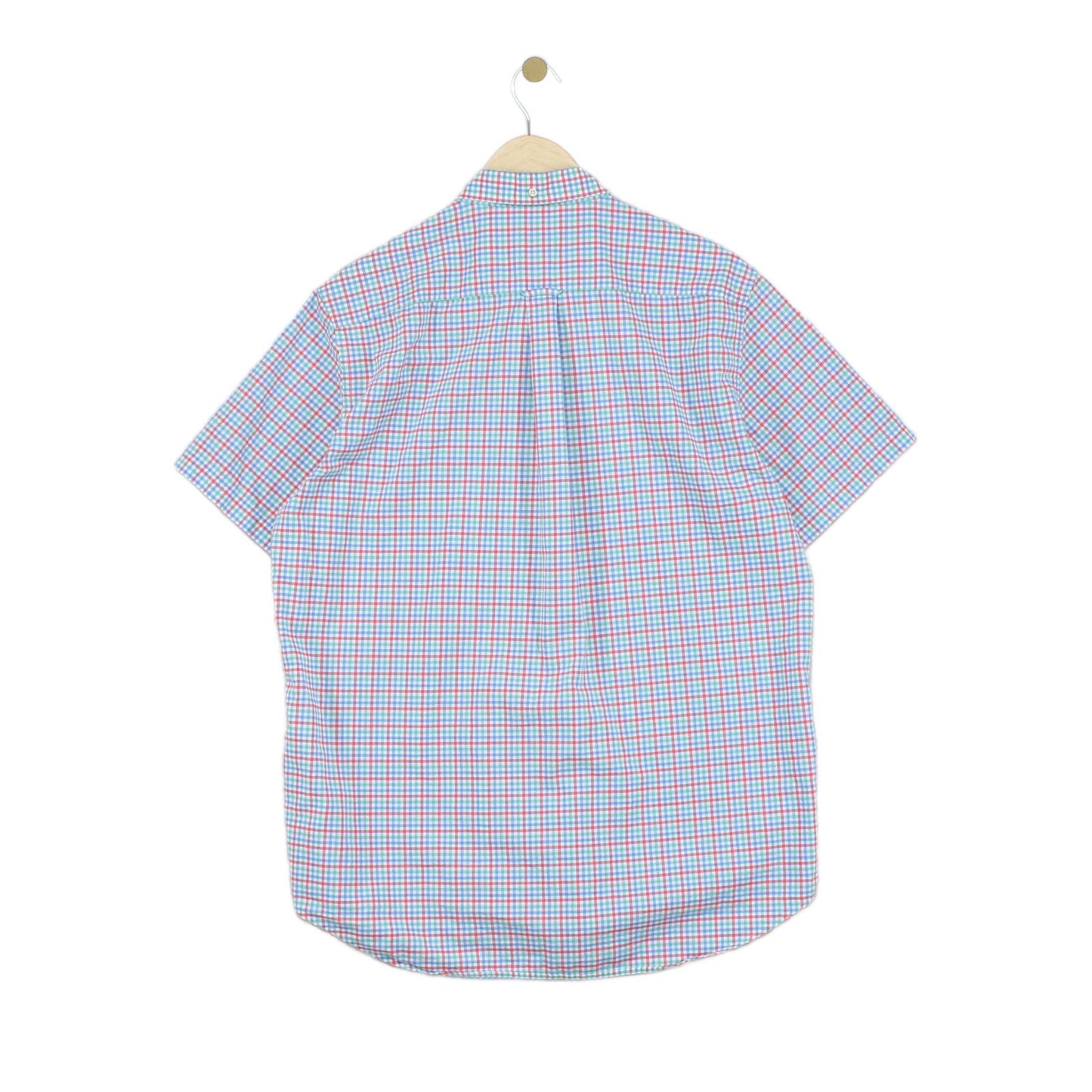 Mens Shirt Gingham Casual Short Sleeve Check