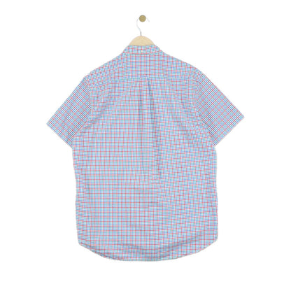 Mens Shirt Gingham Casual Short Sleeve Check