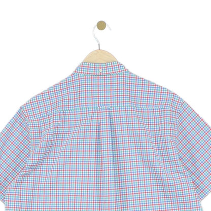 Mens Shirt Gingham Casual Short Sleeve Check