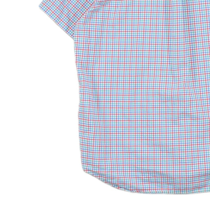 Mens Shirt Gingham Casual Short Sleeve Check