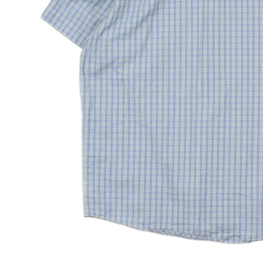 Mens Check Shirt Short Sleeve Button Up
