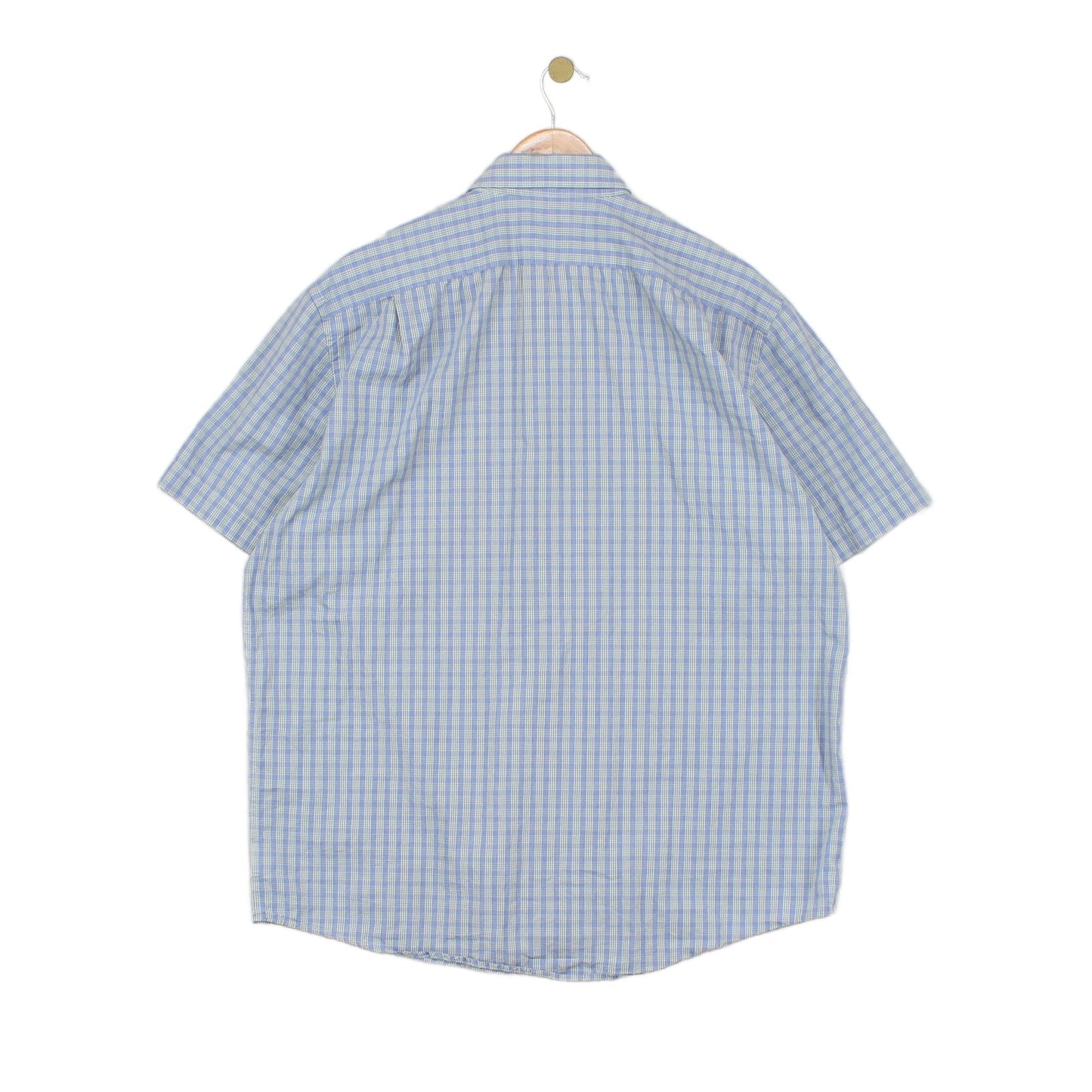 Mens Check Shirt Short Sleeve Button Up