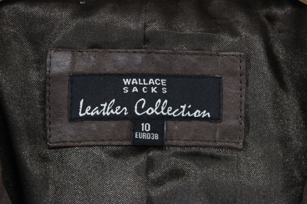 Womens Leather Blazer Notch Lapel Tailored