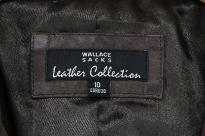 Womens Leather Blazer Notch Lapel Tailored