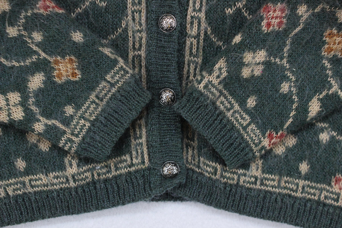 Womens Cardigan Knit Floral Button Up