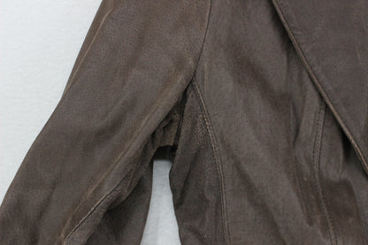 Womens Leather Blazer Notch Lapel Tailored