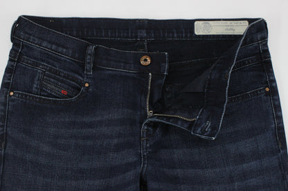 Womens Belthy Jeans Denim Slim Straight Low Waist
