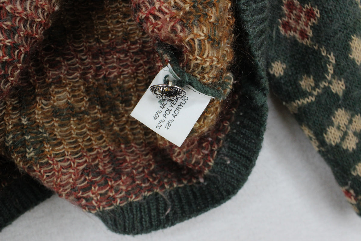 Womens Cardigan Knit Floral Button Up