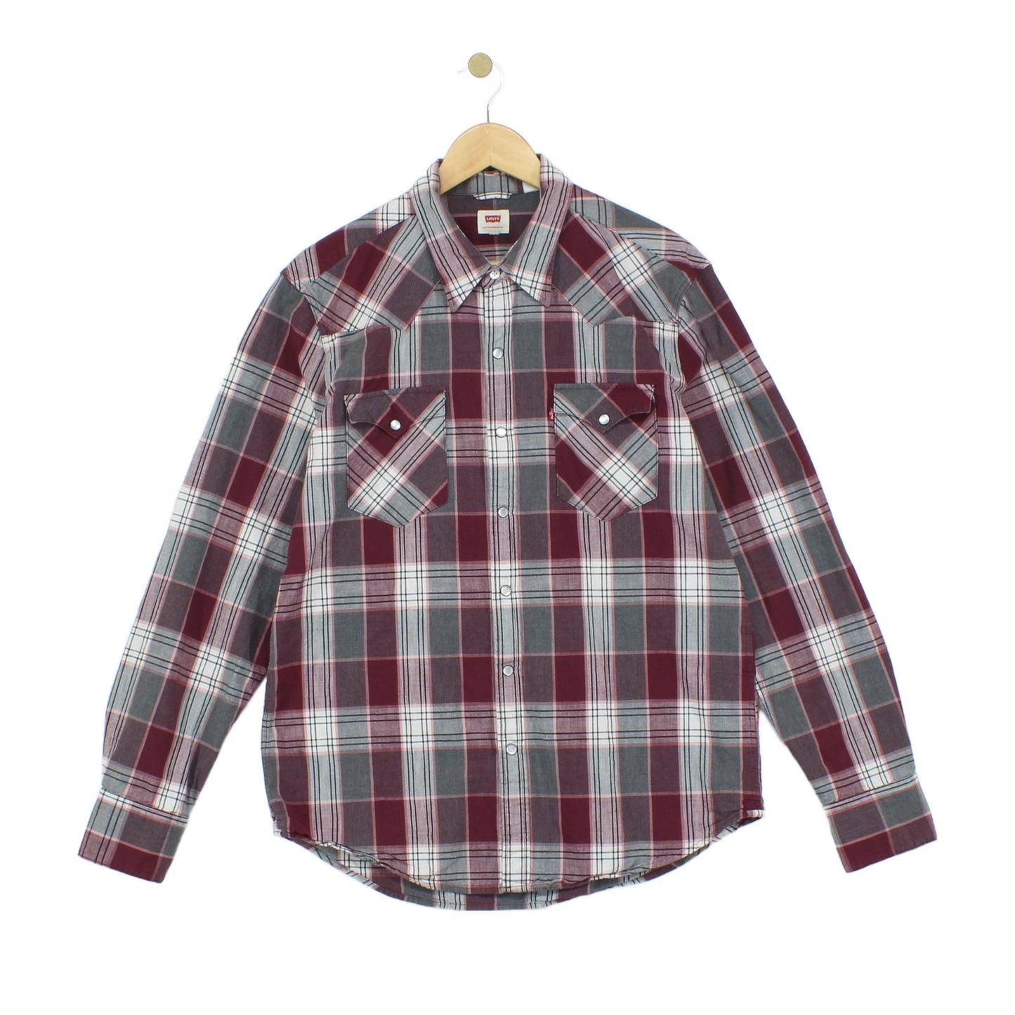 Mens Plaid Shirt Snap Button Up Western