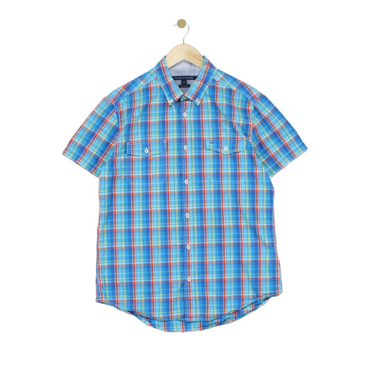 Mens Plaid Shirt Custom Fit Short Sleeve
