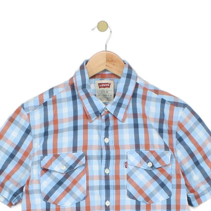 Mens Plaid Shirt Summer Short Sleeve