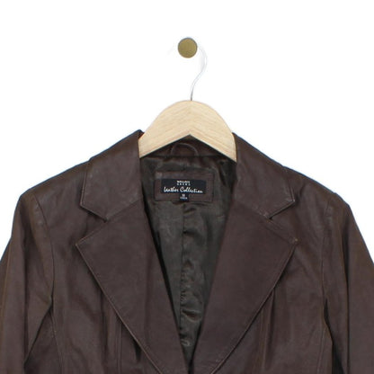 Womens Leather Blazer Notch Lapel Tailored