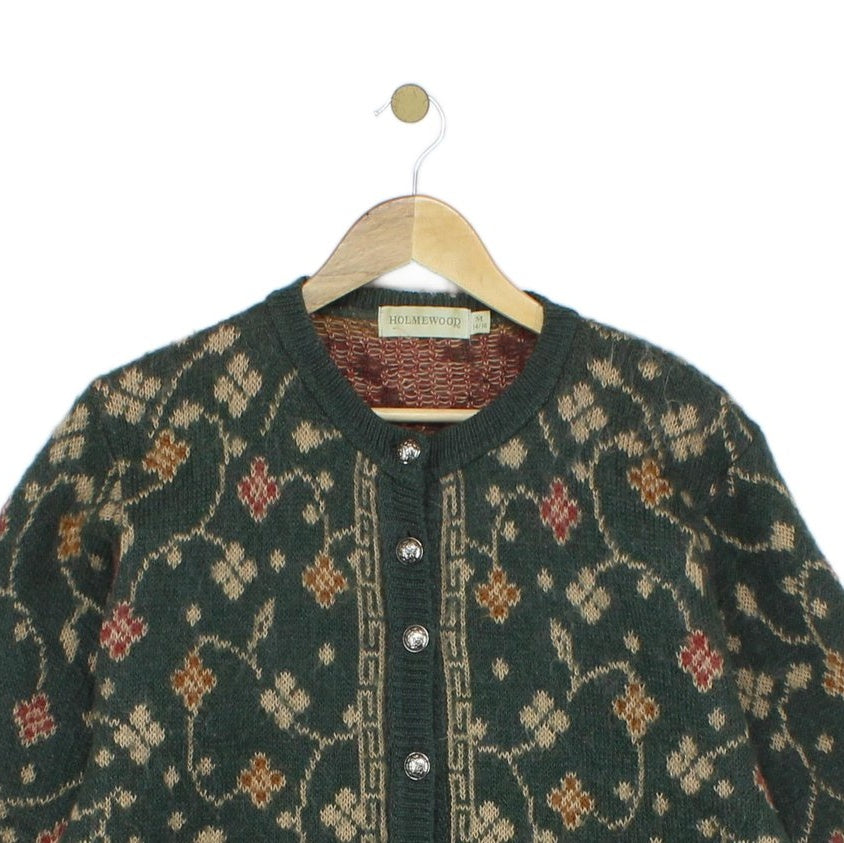 Womens Cardigan Knit Floral Button Up