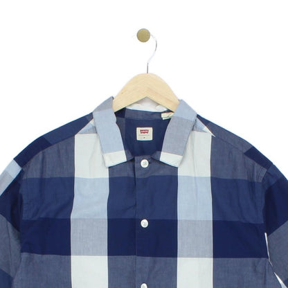 Mens Check Shirt Button Up Short Sleeve Relaxed