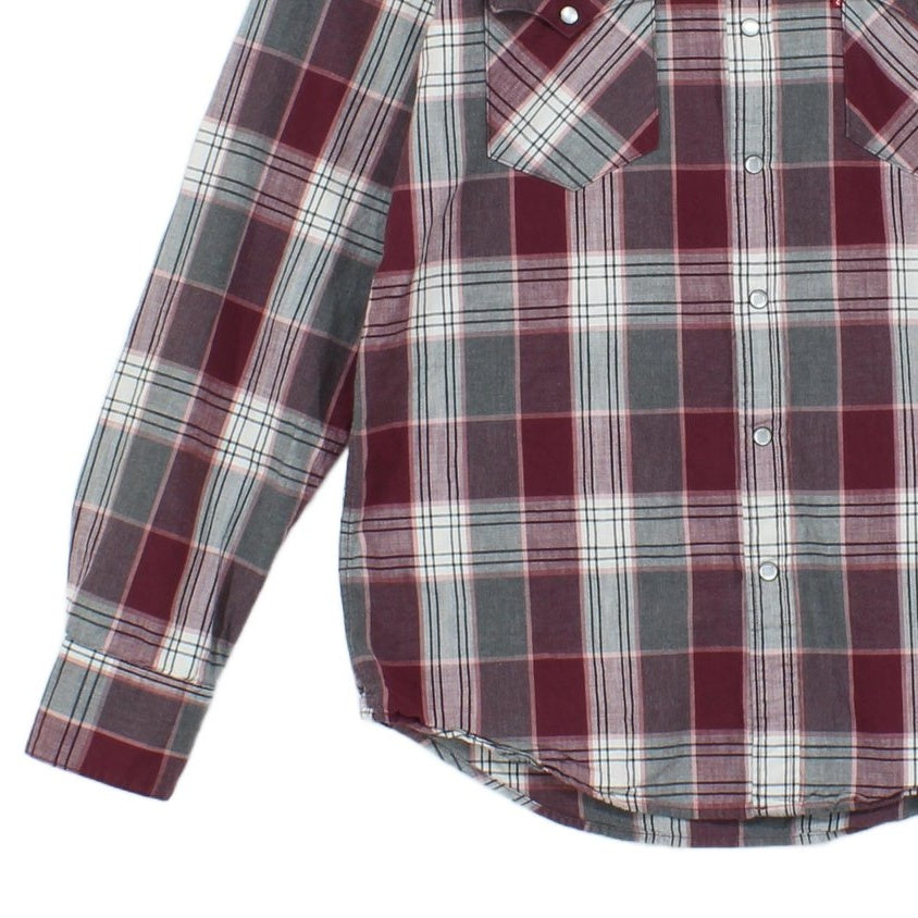 Mens Plaid Shirt Snap Button Up Western
