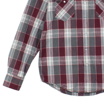 Mens Plaid Shirt Snap Button Up Western