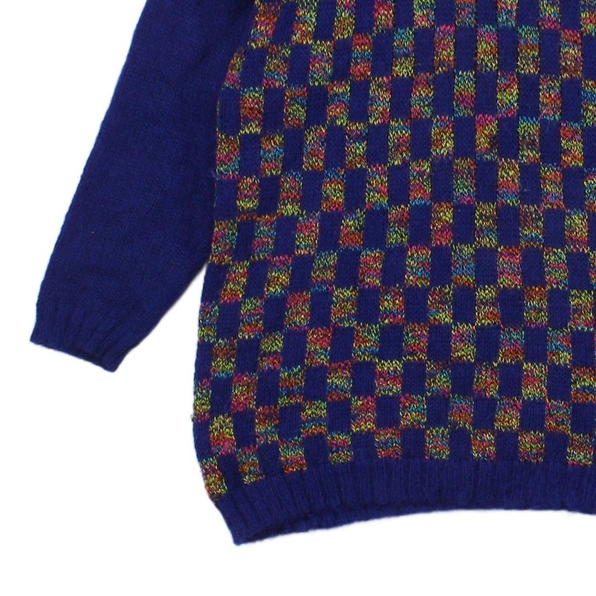 Womens Mohair Jumper Check Wool Blend