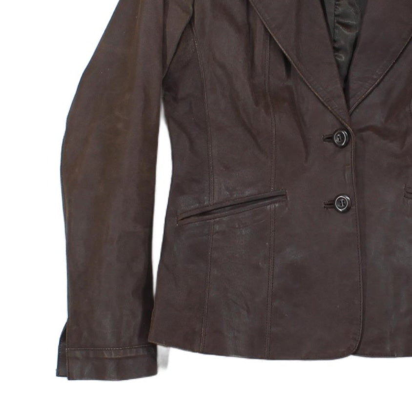 Womens Leather Blazer Notch Lapel Tailored