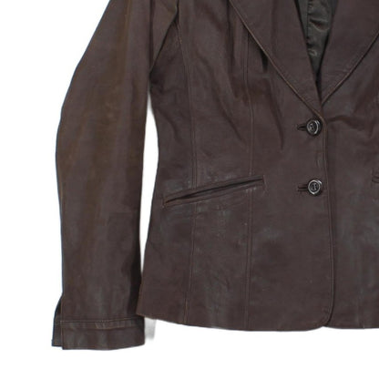 Womens Leather Blazer Notch Lapel Tailored