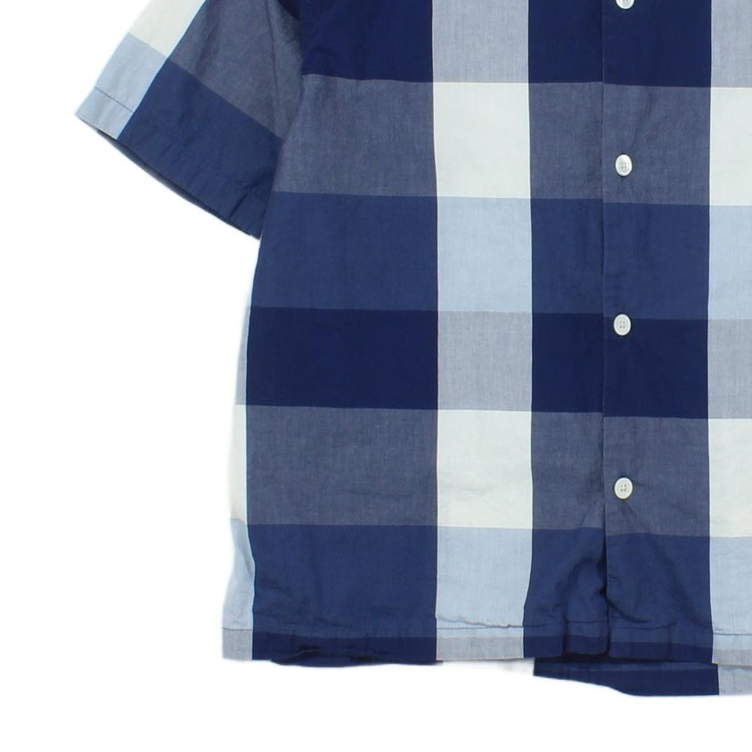 Mens Check Shirt Button Up Short Sleeve Relaxed