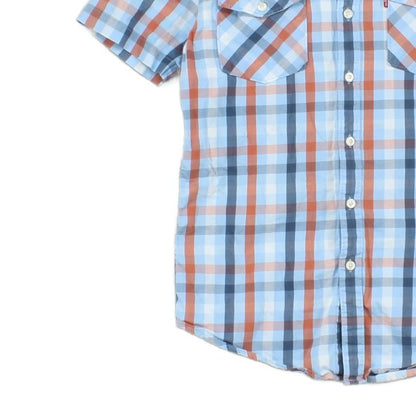 Mens Plaid Shirt Summer Short Sleeve