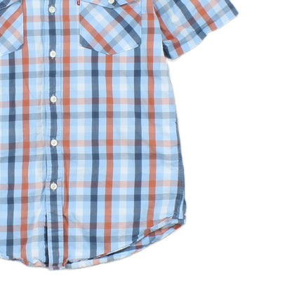 Mens Plaid Shirt Summer Short Sleeve