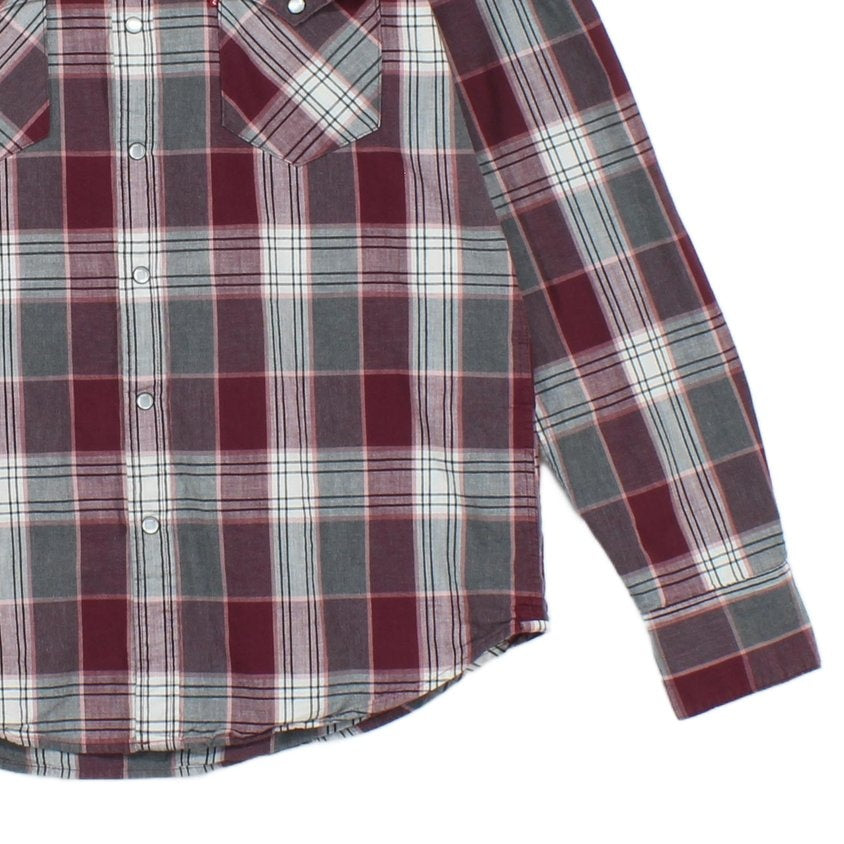 Mens Plaid Shirt Snap Button Up Western