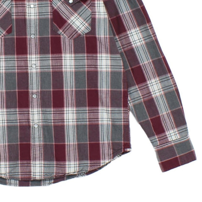 Mens Plaid Shirt Snap Button Up Western