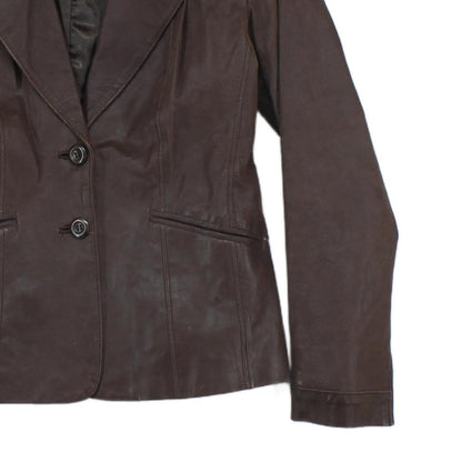 Womens Leather Blazer Notch Lapel Tailored