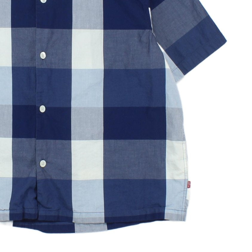 Mens Check Shirt Button Up Short Sleeve Relaxed