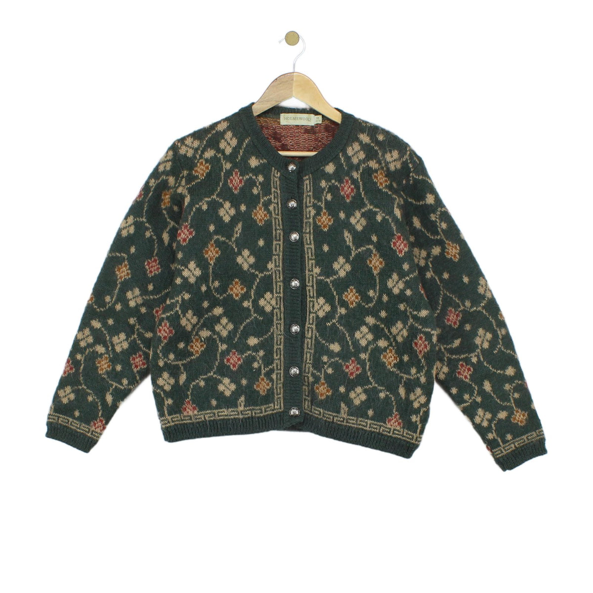 Womens Cardigan Knit Floral Button Up